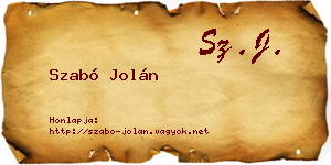 Szabó Jolán névjegykártya